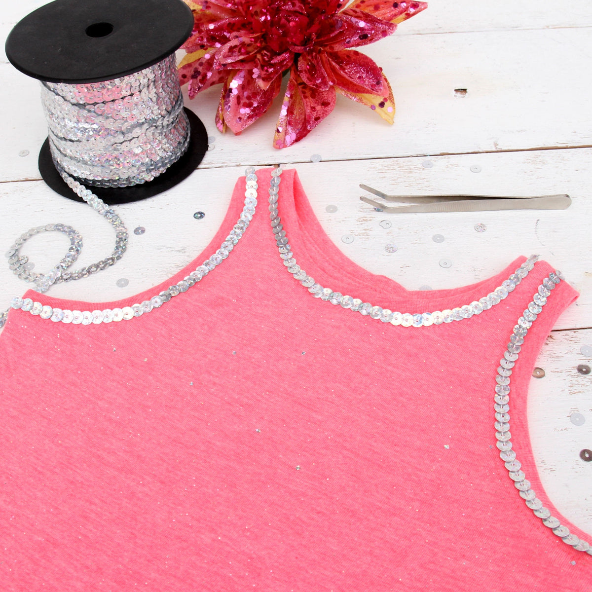 6MM Sequin String 80YD Roll - Pink Faceted Metallic - Threadart.com