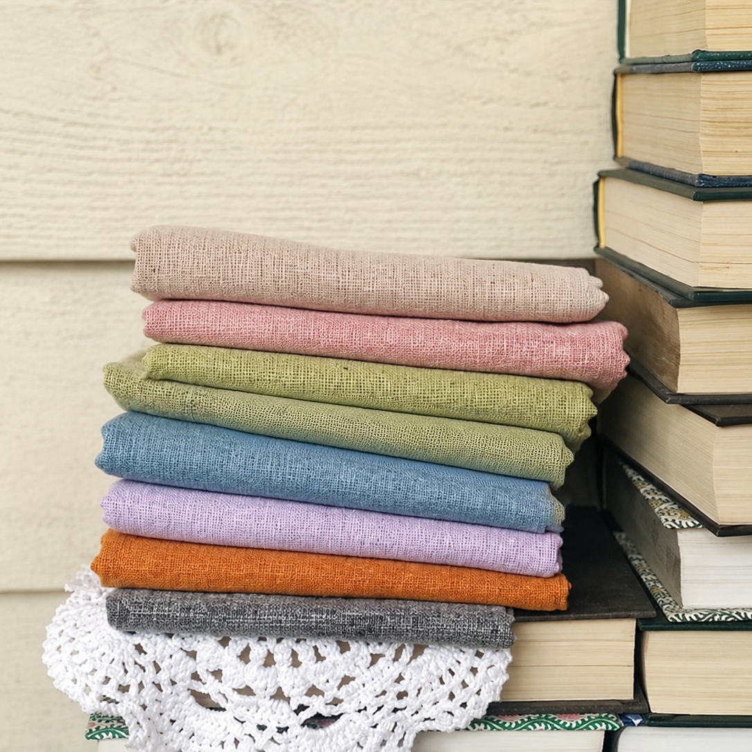 Navy yarn dyed homespun cotton linen blend fabric on the bolt