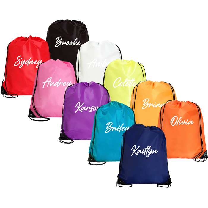 Personalized Drawstring Bag with Printed Name Custom BackPack Cinch Sack