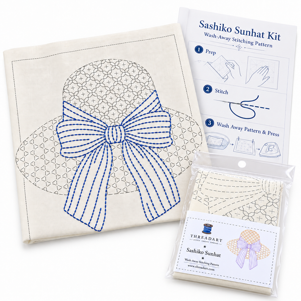 Sashiko Cloth • Sunhat Wash-Away Design