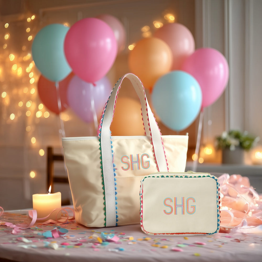 Matching personalized tote and pouch set