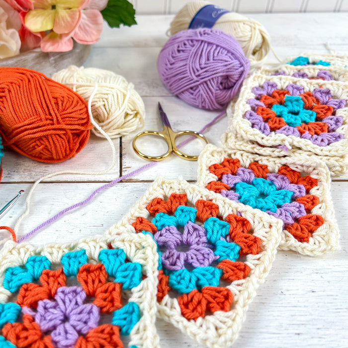 Crochet 100% Pure Cotton Yarn #4 Set  - 6 Pack of Spring Flower Colors - Threadart.com