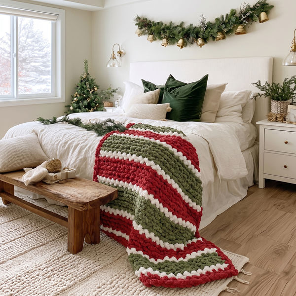 Holiday Jumbo Blanket Yarn Set - 6 Skein Chunky Chenille Yarn - Threadart.com