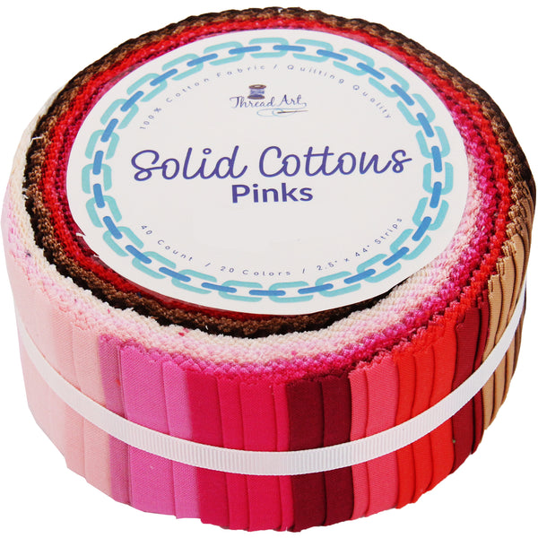 Jelly Roll - 40 Precut Fabric Strips in Pink Colors, Premium Cotton - Threadart.com