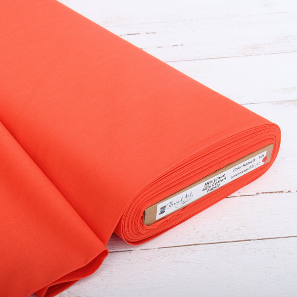 Premium Linen Fabric By The Yard - Carrot Orange 55" Width - Cotton Linen Blend Fabric - Threadart.com