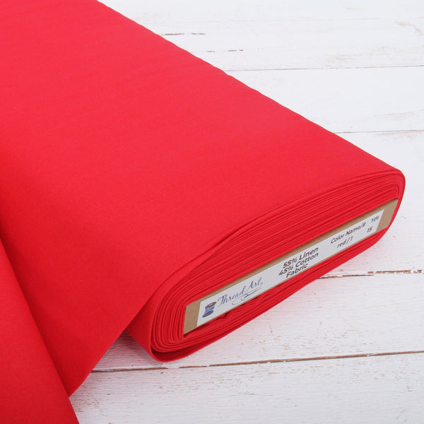 Premium Linen Fabric By The Yard - Red 55" Width - Cotton Linen Blend Fabric For Embroidery, Apparel, Cross Stitch - Threadart.com