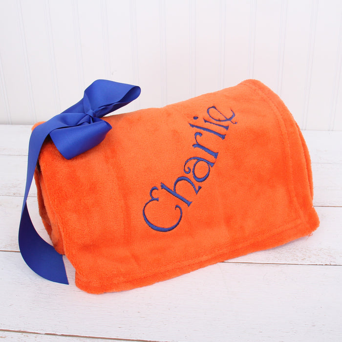 Personalized Plush Fleece Blanket - Embroidered Name or Monogram