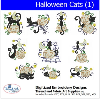 Machine Embroidery Designs - Halloween Cats (1) - Threadart.com