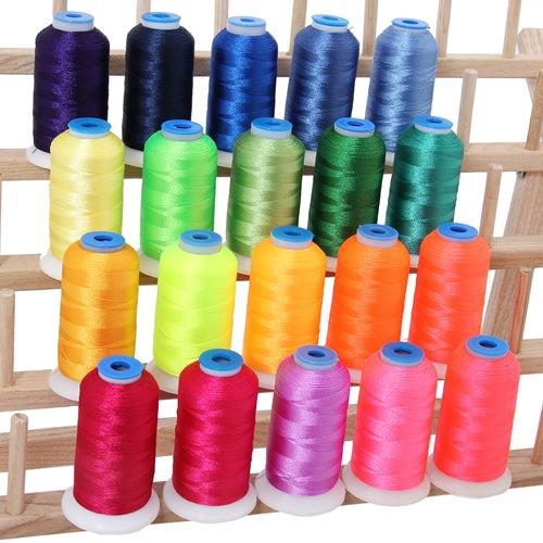 20 Colors of Polyester Embroidery Thread Set - Neon Bright Colors - Threadart.com