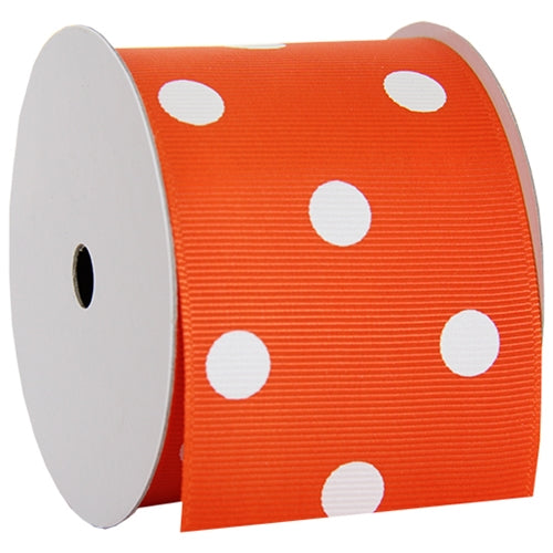 Grosgrain Dots Ribbon 2 1/4" - 5 Yards - Orange - Threadart.com