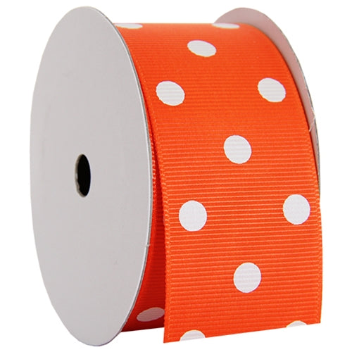 Grosgrain Dots Ribbon 1 1/2" - 5 Yards - Orange - Threadart.com