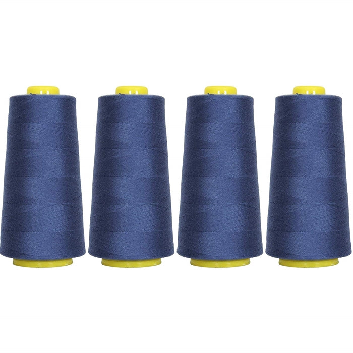 Four Cone Set of Polyester Serger Thread - Blue 250 - 2750 Yards Each - Threadart.com