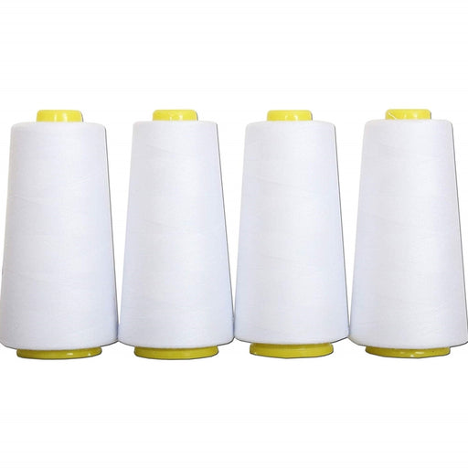Four Cone Set of Polyester Serger Thread - White 101 - 2750 Yards Each - Threadart.com
