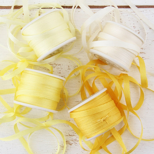 4mm Silk Ribbon Set - Yellow Shades - Four Spool Collection - Threadart.com