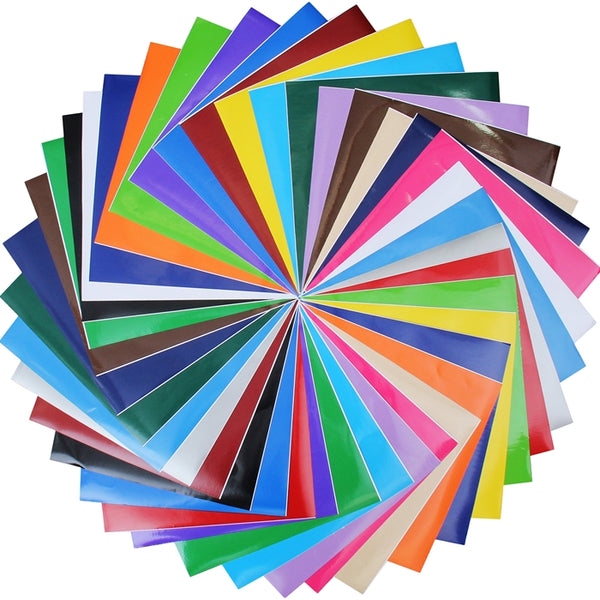 40 Color Premium Self Adhesive Sign Vinyl Film Starter Set - 12"x12" Sheets - Threadart.com