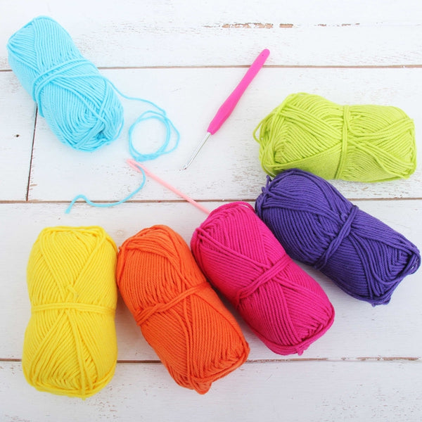 Crochet 100% Pure Cotton Yarn #4 Set - 6 Pack of Confetti Colors - Threadart.com