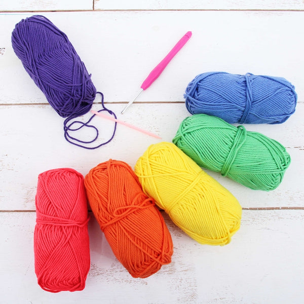 Crochet 100% Pure Cotton Yarn #4 Set - 6 Pack of Bright Colors - Threadart.com