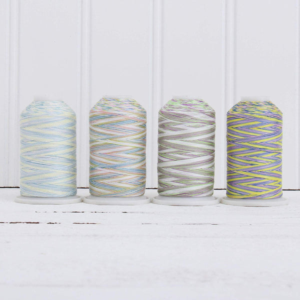 Cotton Variegated Thread Set - 4 Cone Collection of Multicolor Pastel Colors - Threadart.com