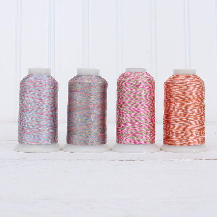 Variegated Multicolor Polyester Embroidery Thread Set - 4 Pastel Shades - Threadart.com