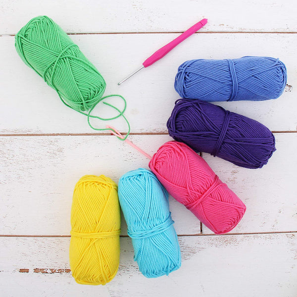 Crochet 100% Pure Cotton Yarn #4 Set - 6 Pack of Crayon Colors - Threadart.com