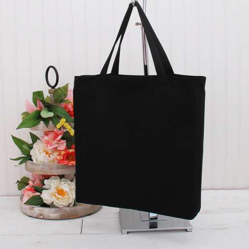 Blank Canvas Tote Bag - Black - 100% Cotton- 14.5x17x3 - Threadart.com