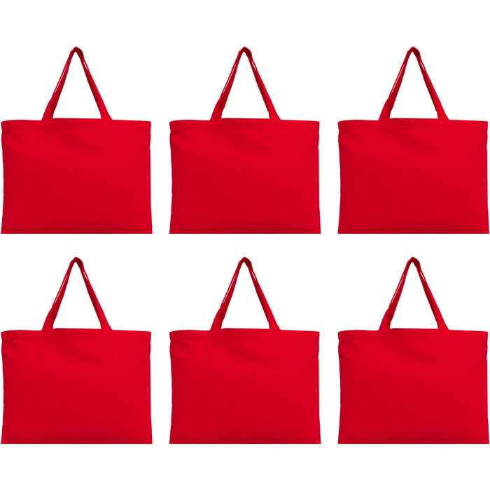 Six Pack of Canvas Totes - Red - 100% Cotton - 12x16 - Threadart.com