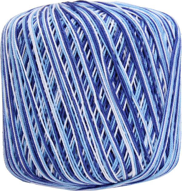 Multicolor Cotton Crochet Thread - Size 10 - Variegated Denim Blues - 175 Yds - Threadart.com