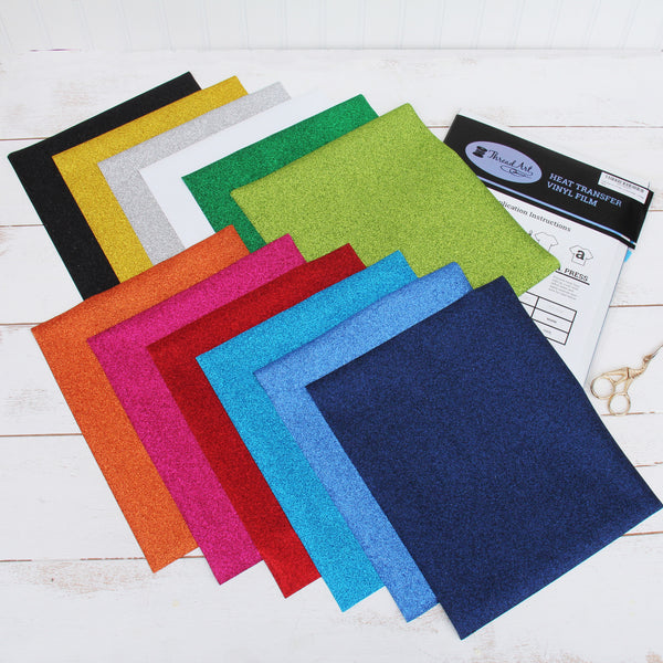 Color Pack of Glitter Iron On Vinyl - Heat Transfer Variety Pack - Threadart.com
