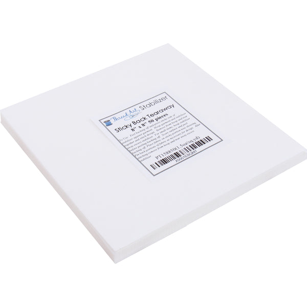 Sticky Back Tearaway Embroidery Stabilizer - 8x8 50 Precut - Threadart.com