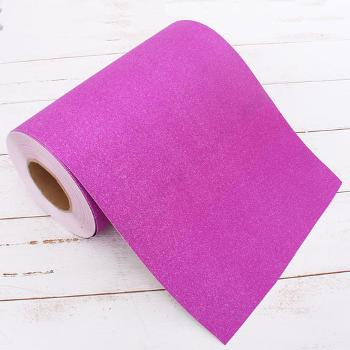 Glitter Hot Pink Adhesive Vinyl Paper 12" Roll - Peel and Stick By the Yard - Threadart.com