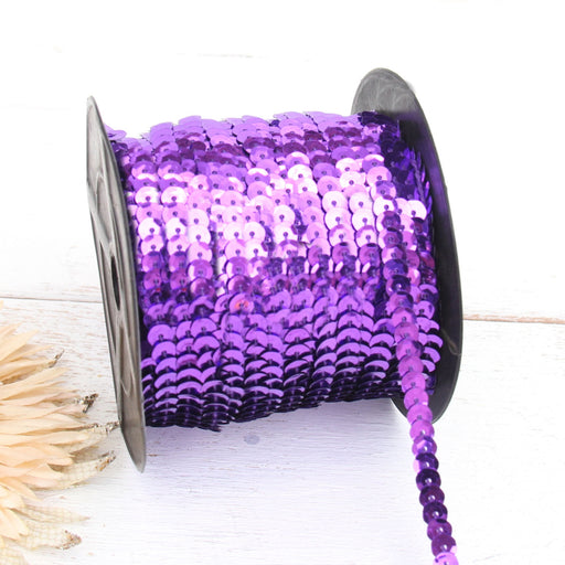 6MM Sequin String 80YD Roll - Purple Faceted Metallic - Threadart.com