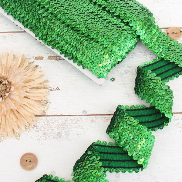 Stretch Sequin Roll - 1 1/2in - Green - Threadart.com
