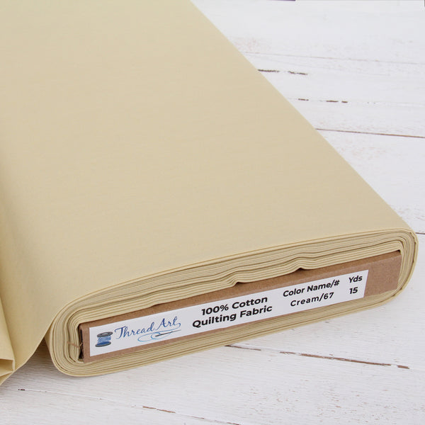 Premium Cotton Quilting Fabric Sold By The Yard - Solid Cream - Threadart.com
