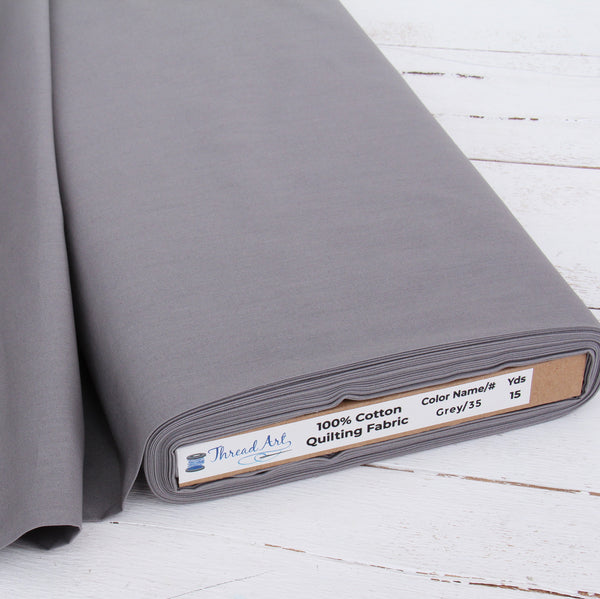 Premium Cotton Quilting Fabric Sold By The Yard - Solid Grey - Threadart.com