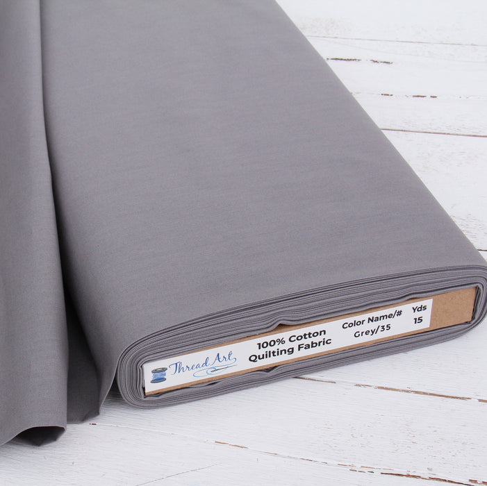 Premium Cotton Quilting Fabric Sold By The Yard - Solid Grey - Threadart.com