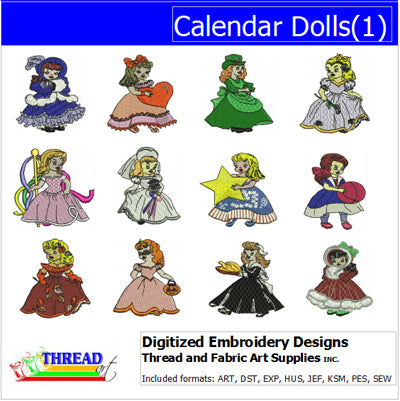Machine Embroidery Designs - Calendar Dolls(1) - Threadart.com