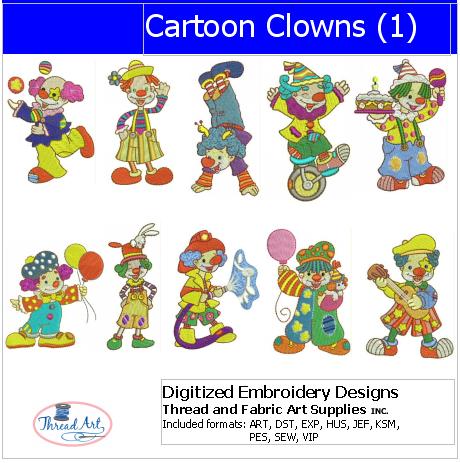 Machine Embroidery Designs - Cartoon Clowns(1) - Threadart.com