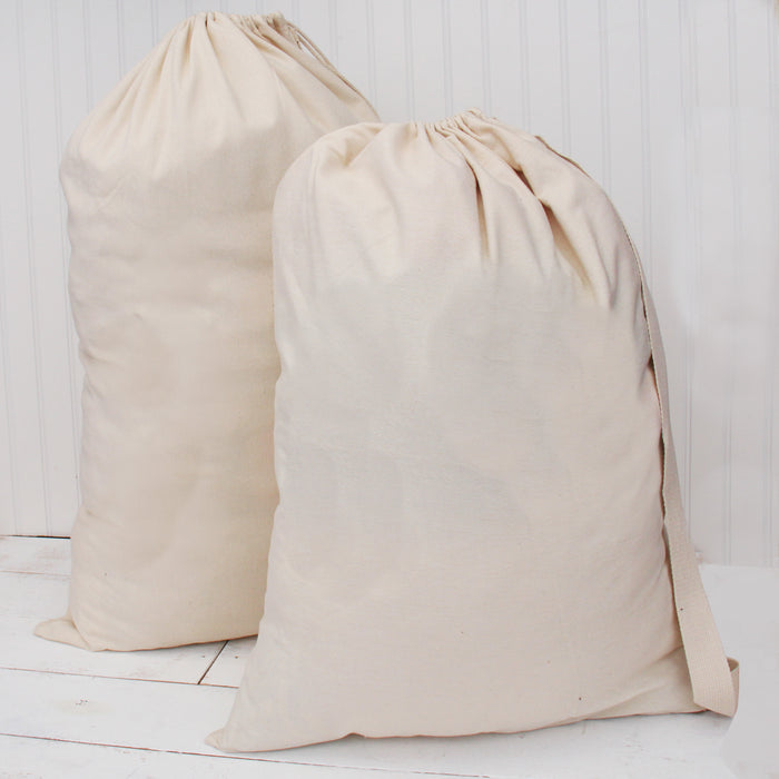 Laundry Bag Duffle Bag Large 20"x27” Drawstring Cotton Canvas with Strap - Threadart.com