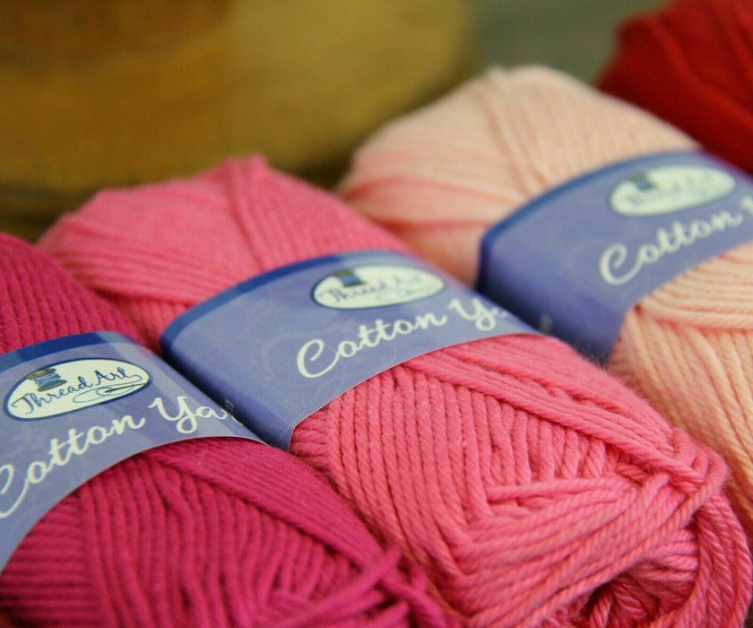 Crochet 100% Pure Cotton Yarn #4 Set  - 6 Pack of Rainbow Colors - Threadart.com