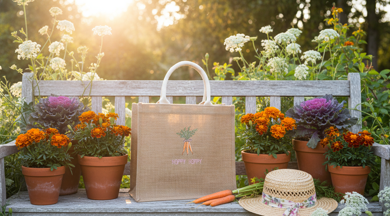 Machine Embroidery Project: Spring Carrot Bunch Tote Bag