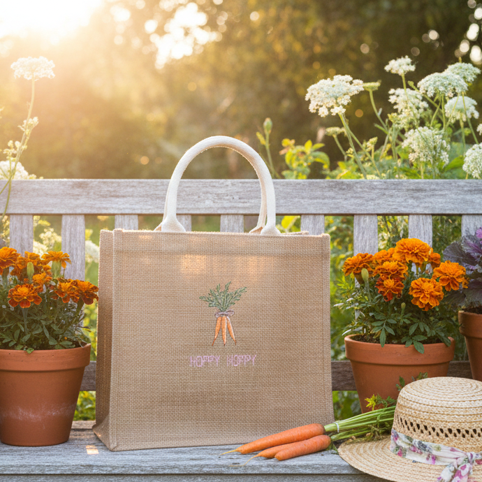 Machine Embroidery Project: Spring Carrot Bunch Tote Bag