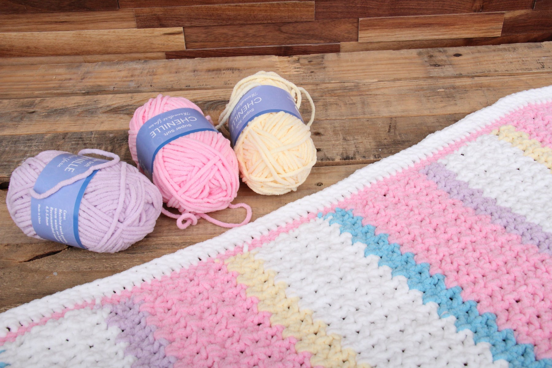Crochet a Super Soft Chenille Baby Blanket