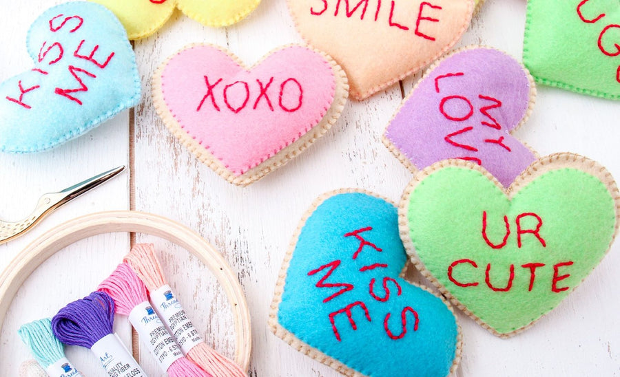 DIY Felt Candy Heart Plushies