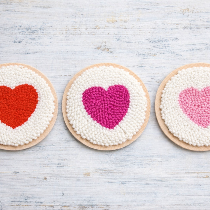 Needle Punch Heart Coasters