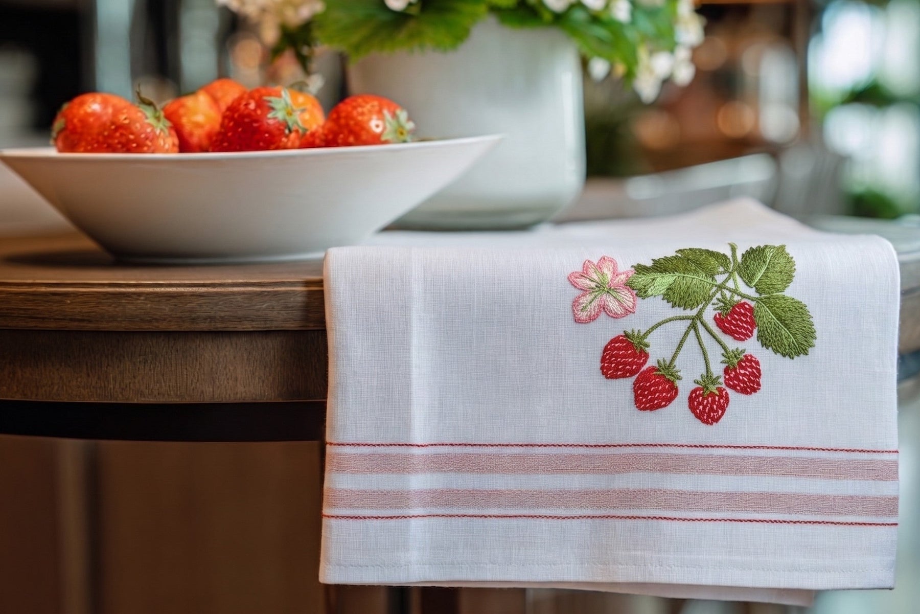 Embroider a Strawberry Napkins for a Summer Tablescape
