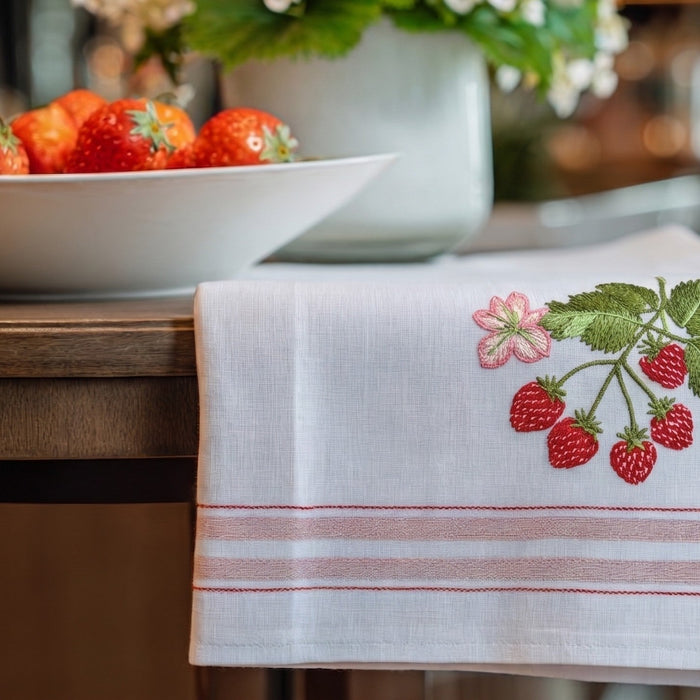 Embroider a Strawberry Napkins for a Summer Tablescape