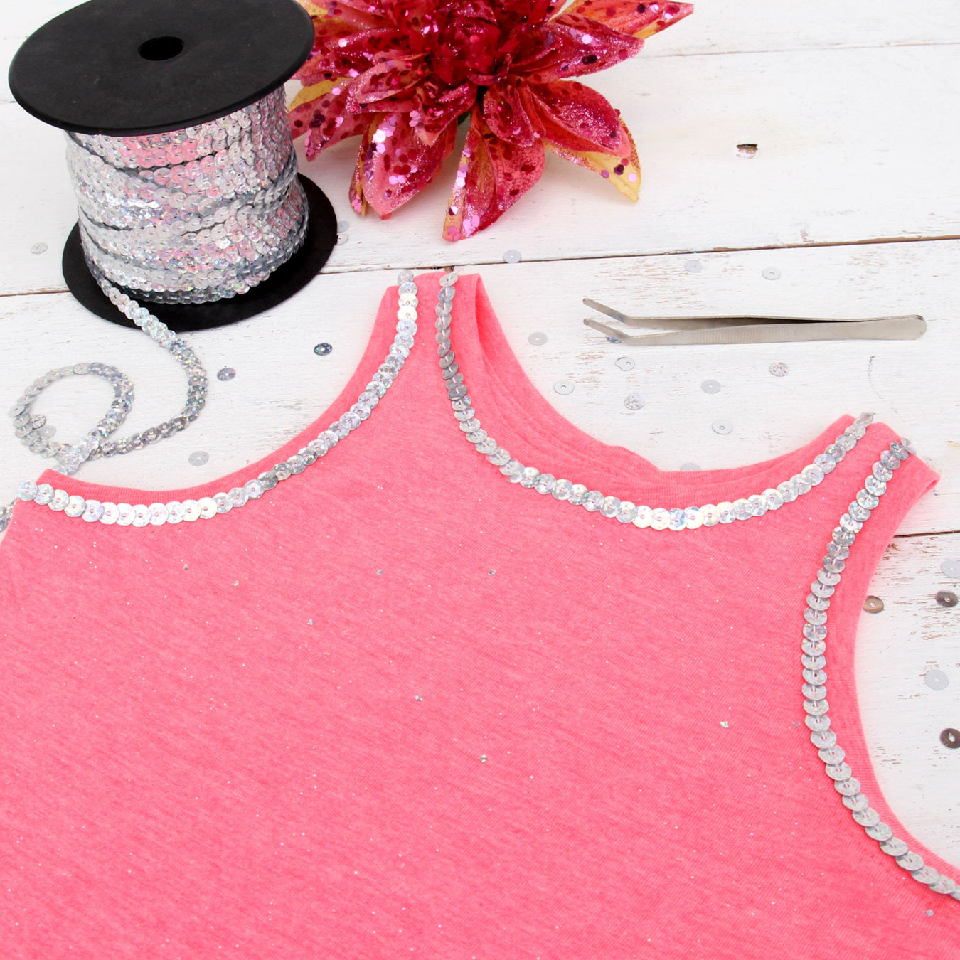 6MM Sequin String 80YD Roll - Pink Faceted Metallic - Threadart.com