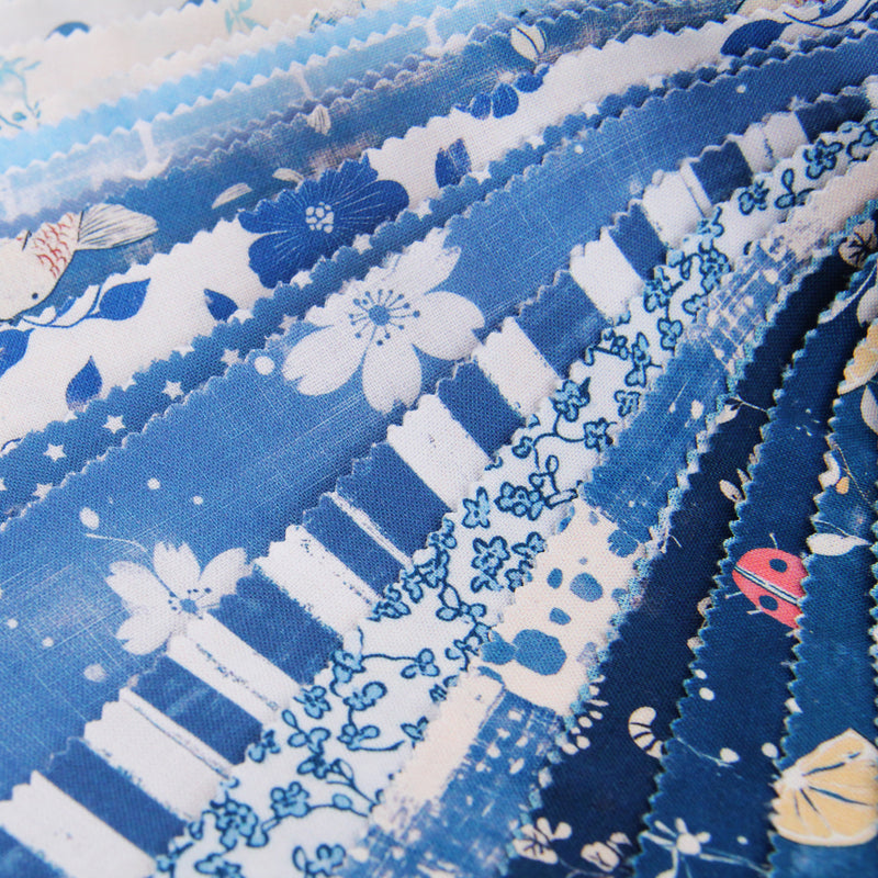 Fat Quarter Bundle - Five Dark Blue Precut Cotton Fabrics - Threadart.com