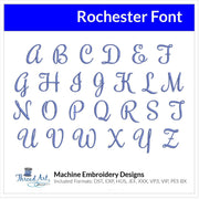 Rochester Font Machine Embroidery Design Set - Alphabet Letters Numbers BX Font - Download 9 Formats and 4 Sizes - Threadart.com