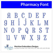 Pharmacy Font Machine Embroidery Design Set - Alphabet Letters Numbers BX Font - Download 9 Formats and 4 Sizes - Threadart.com